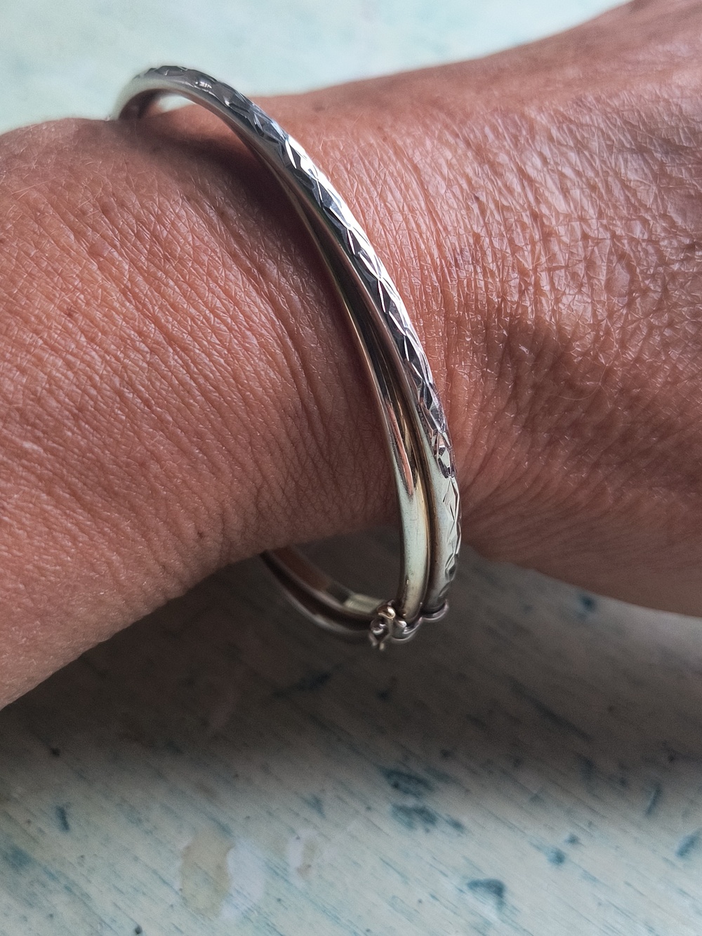 Sterling Two Tone Bangle Bracelet